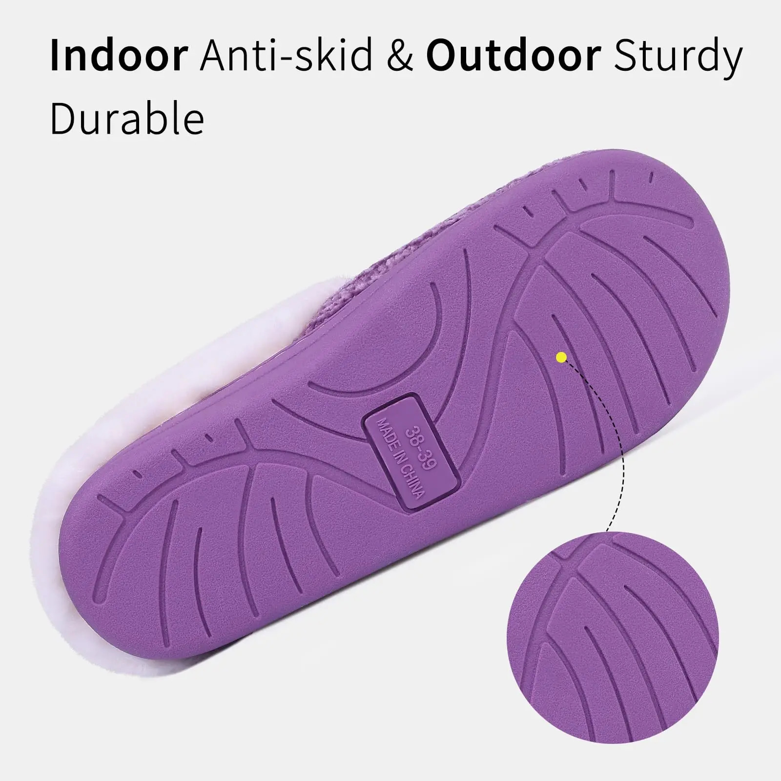 Shevalues Knit Plush Slippers Memory Foam Fuzzy Slippers Furry Fluffy Slides AntiSkid Rubber Sole Winter House Cotton Slippers 241115