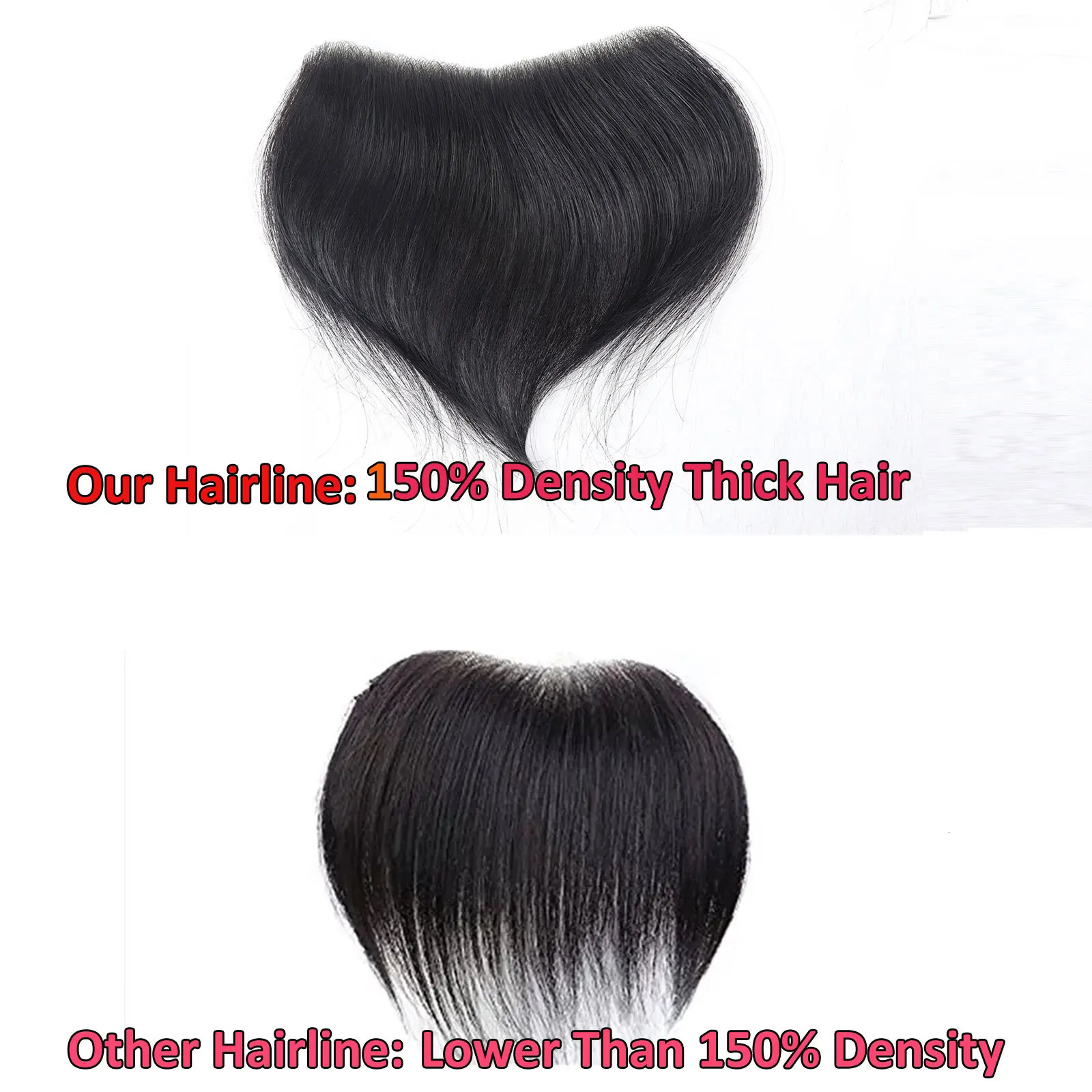 Natural Black Human Hair Toupee Men Forehead Hairpiece Patch Invisible Seamless Ultra Thin Skin PU Mens Capillary Prosthesis 241115