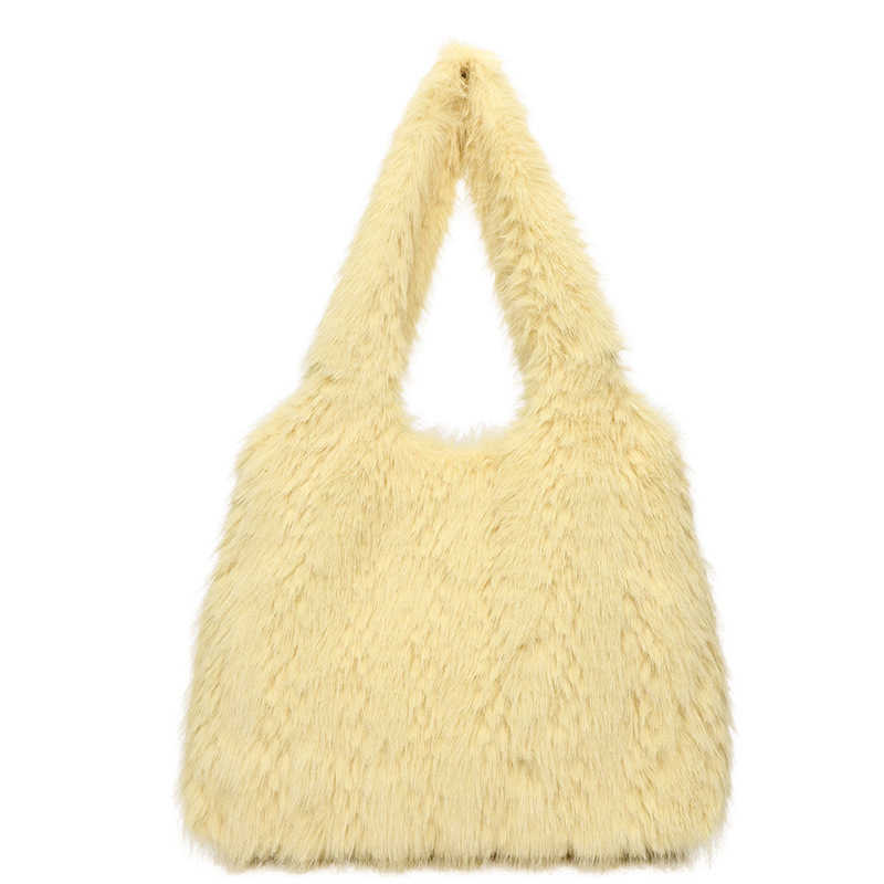 Korean Version Plush Shoulder Bag Autumn Winter Large Capacity Shopping Bags Texture Handbag Casual Tote Bag Versatile Commuting Fringe Bag 241104