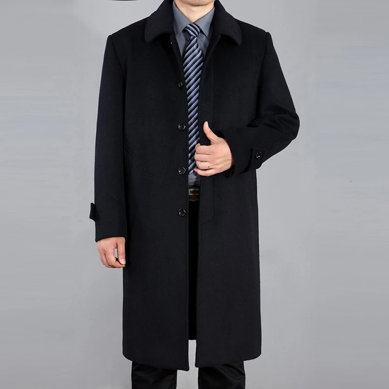 2023 Men Wool Long Coat Autumn Cashmere Pea Overcoat Winter Blend Outerwear Man Coats 241115