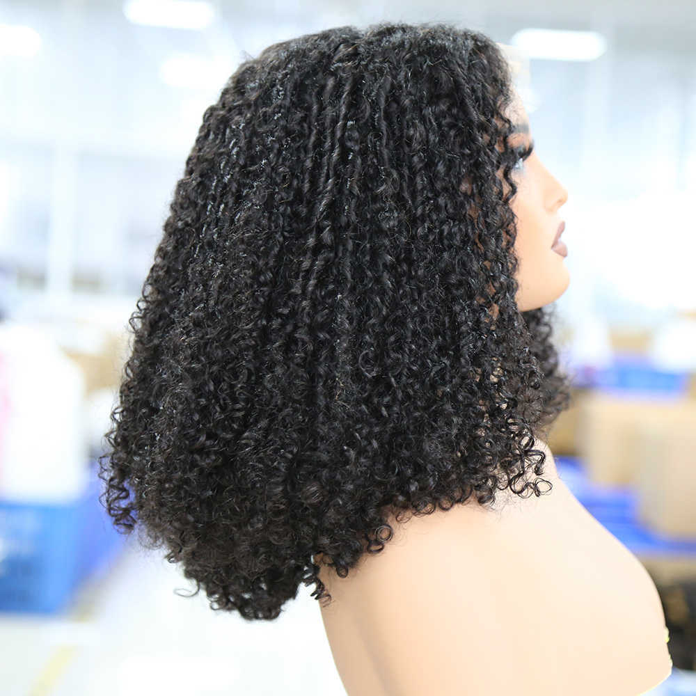 High Density Pixie Curl Soft Long 4X4 Lace Wig Natural Color Lace Front Wig for Women Babyhair Preplucked