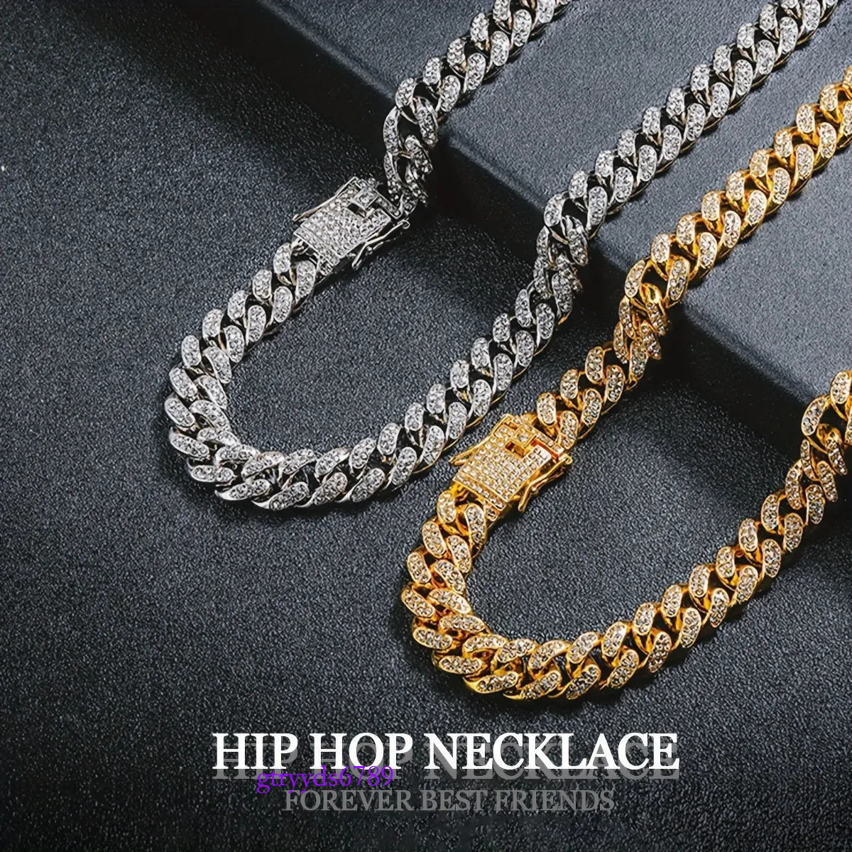 Miami Cuban k Necklace Designer For Men 2 Row Bg Moissanite Dia 13MM Wide Choker Chain Out Necklaces Gold Plate Rock Hip Hop Jewelry