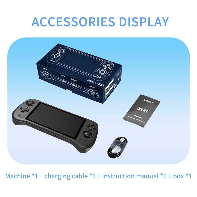 Portable Game Players POWKIDDY X55 5.5 INCH 1280*720 IPS Screen RK3566 Handheld Game Console Open-Source Retro Gaming Console Childrens gifts Q241115