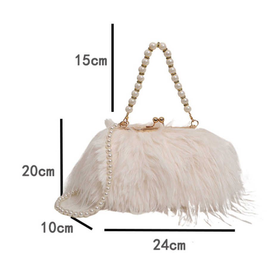 Plush Shoulder Bag With Tassel Pearl Furry Small Designer Bag Fragrant Style Fashionable Totes Handbag Crossbody Bag 241104