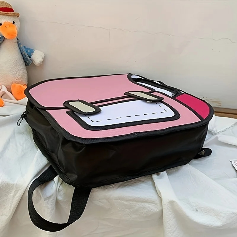 Anime Manga 2D Backpack with 3D Stereoscopic Design Large Capacity Dual Shoulder Bag for Cosplay and Otaku Fans 241115