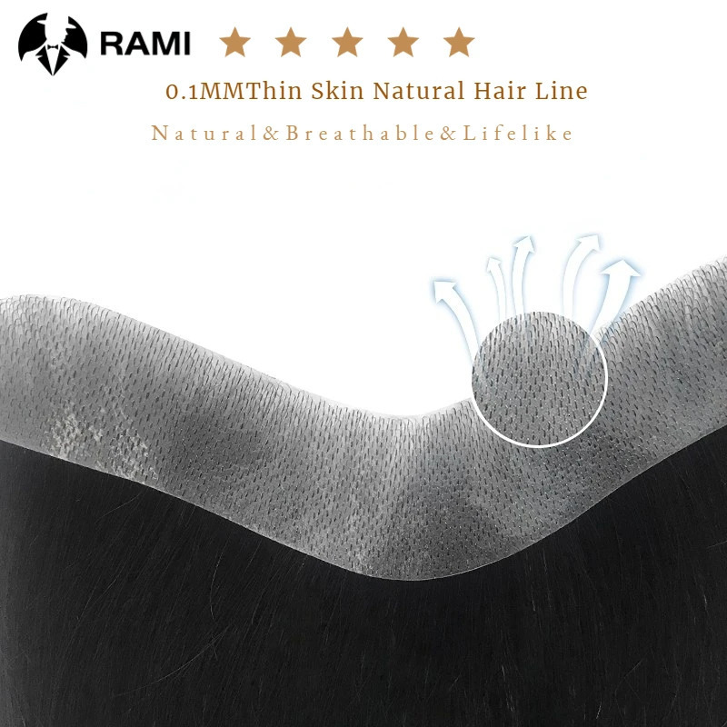 Men Hairline Toupee Natural Hairpiece For Man PU Front Toupee Wigs Remy Hair With Thin Skin Base Hairline Toupee 100% Human Hair 241115