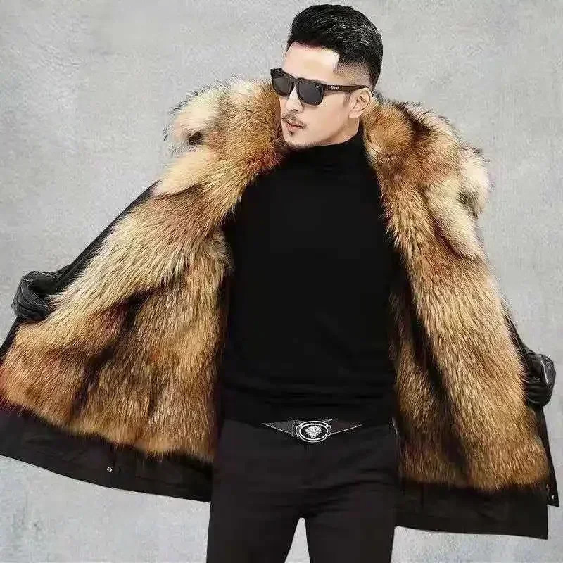 2024 Casual Winter Mens Down Jacket Fox Fur Mens Coat Mens Jacket 241116