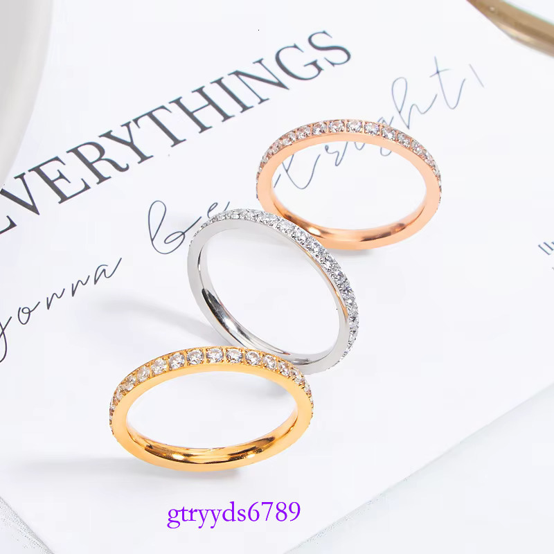Titanium Stackable Eternity Cubic Zirconia Custom Couple Wholesale Free Collocation Jewelry Women Stainless Rings