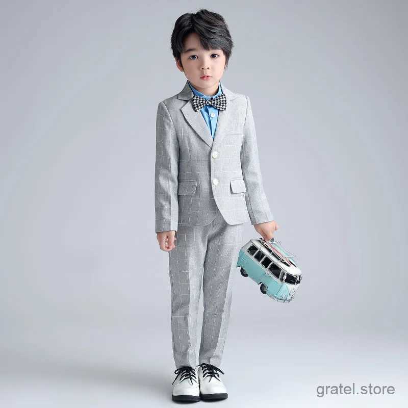 Suits Big Boys Formal Birthday Photograph Suit Kids Pink Jacket Pants Bowtie Wedding Dress Teenager Suit Children Graduation Costume