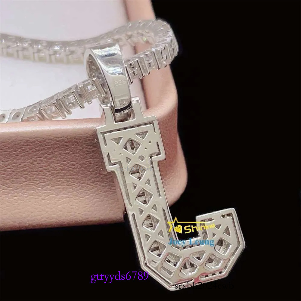 Gra Certificate Sterg Sier Hip Hop Jewelry Mossinate Iced Out Tennis Necklace Initial Letter Custom Moissanite Pendant