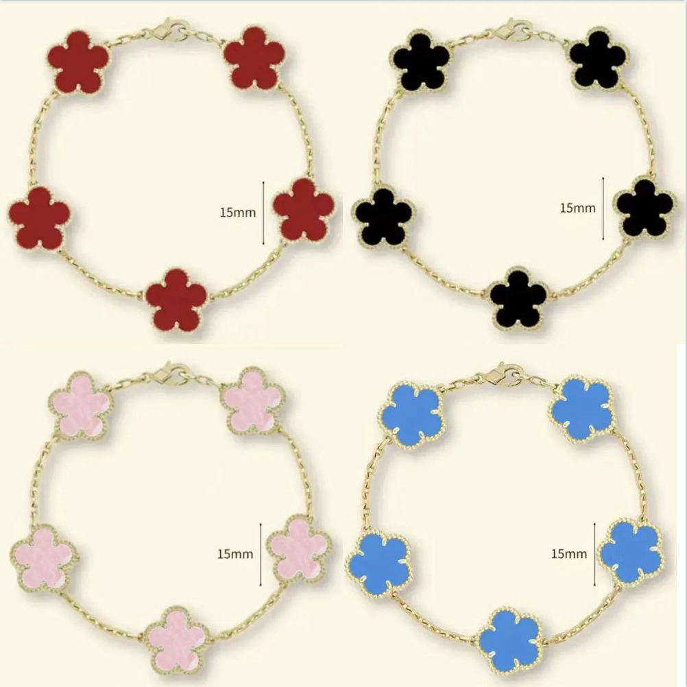 Four Leaf Bracelet Jewelry Clover Flower Bracelets 18K Gold Silver Plate Agate Diamond Fashion luxury Classic Charm Chain Wedding Gift Party For Men and Women