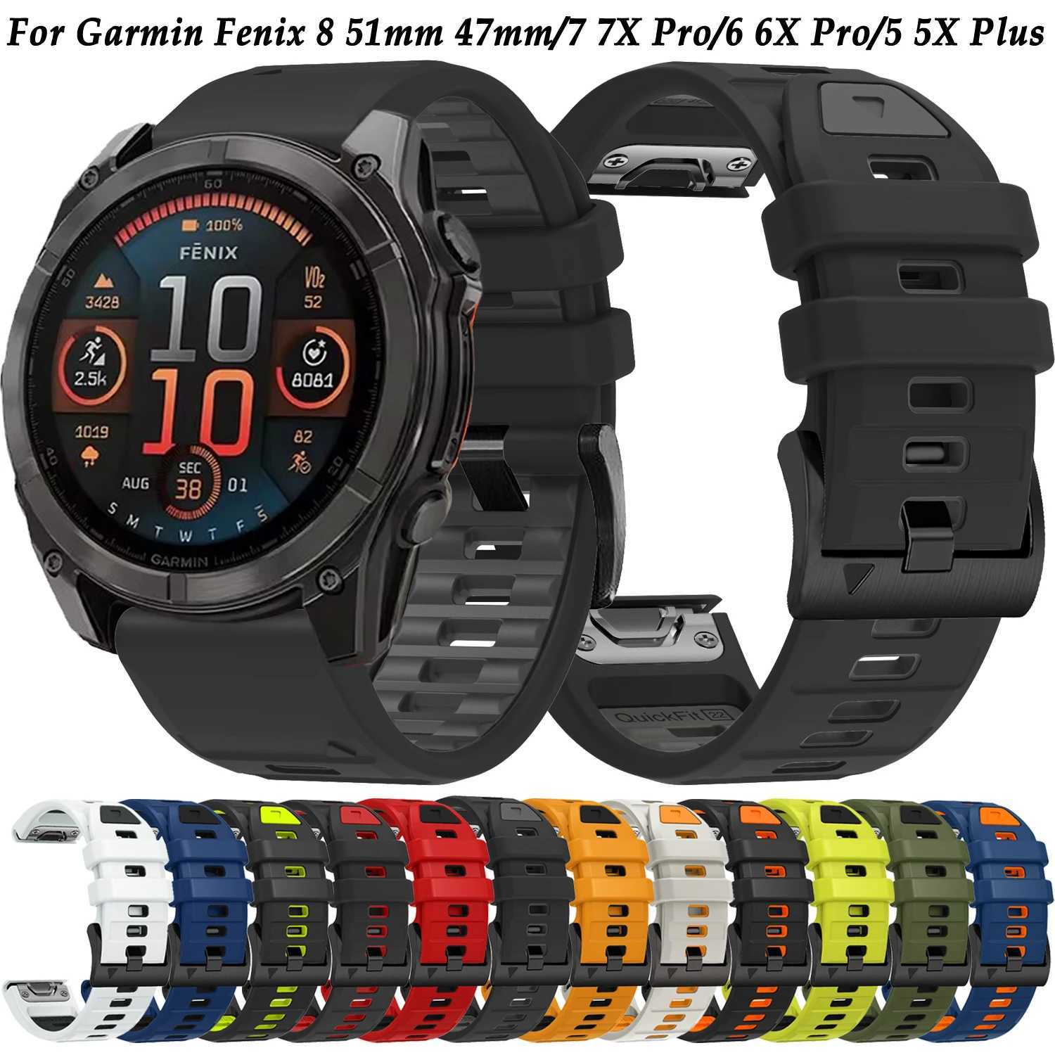 Hot Sale Fenix 8 51mm/47mm Gin with Fenix E 7 7X/6 6X/Epix Pro 2/5X Plus/965 955 QuickFit 26mm Silicone Bracelet T241115