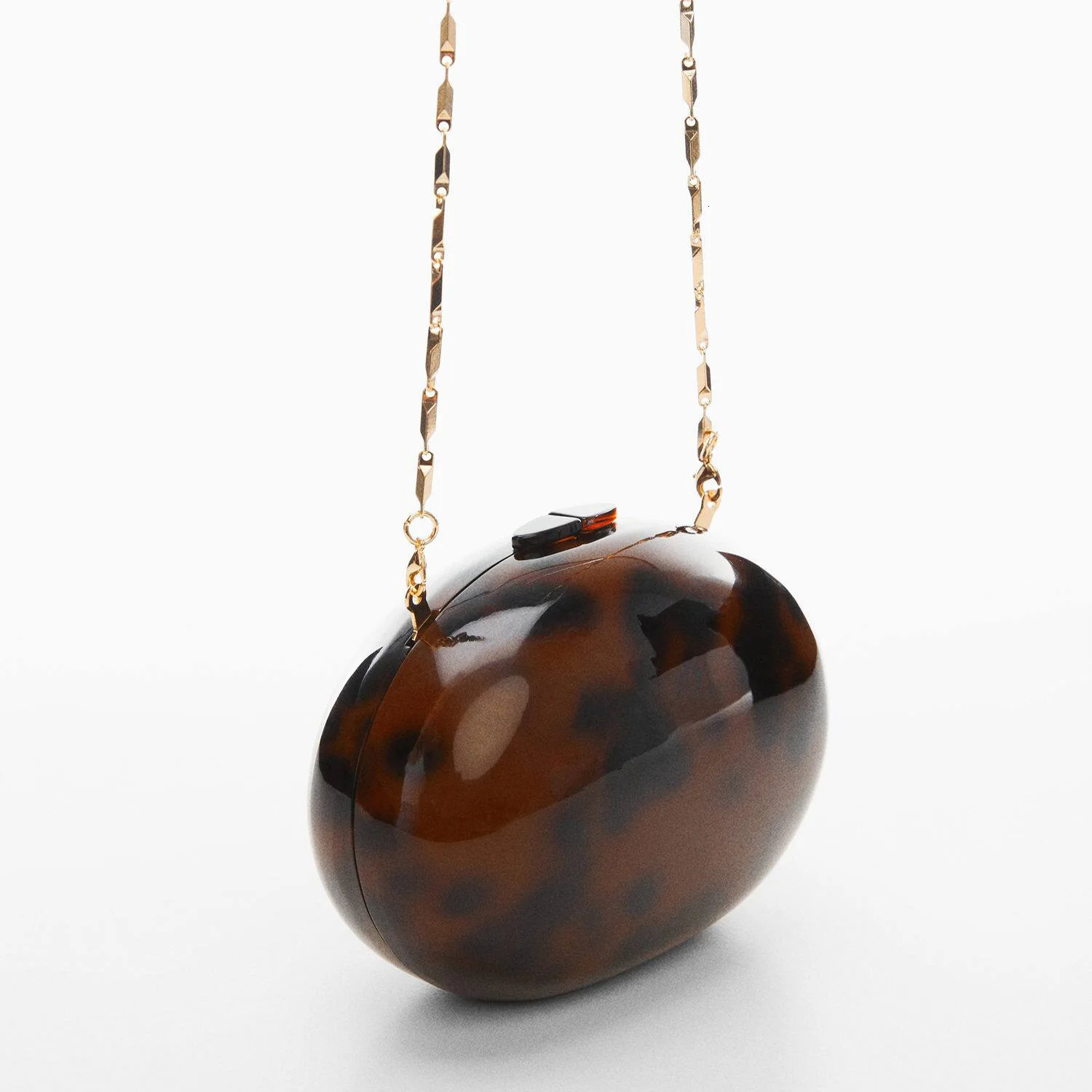 Oval shell womens leopard big gold shiny white acrylic evening bag clutch wedding party bride wallet womens handbag 241115