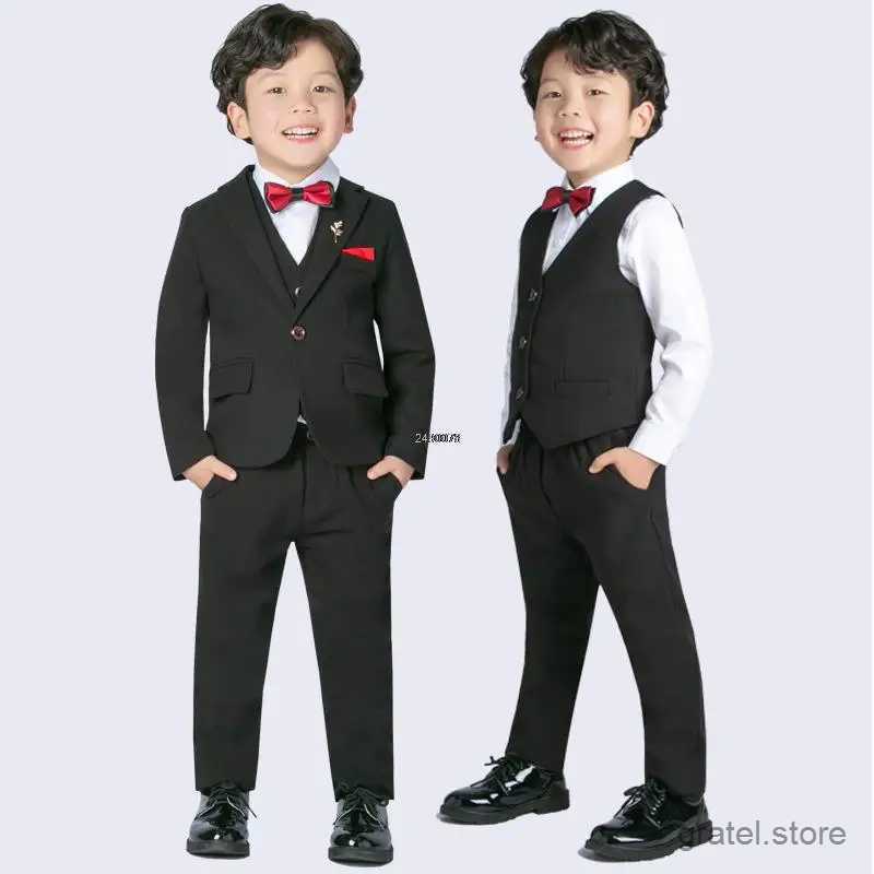 Suits Wedding Suit For Boys Children Wine Red Stage Performance Formal Suit Kids School Suit Children Birthday Ceremony Chorus Costume
