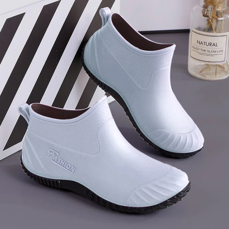 Rain boots womens fashion outdoor rain boots adult wearresistant rubber shoes summer nonslip waterproof short tube rain boots 241115