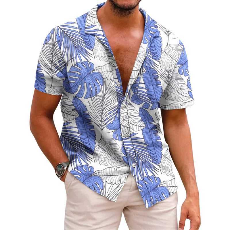 Men's Casual Shirts Mens shirt pattern printed lapel summer striped short-sleeved Hawaiian daily vacation breathable casual and comfortable H2542