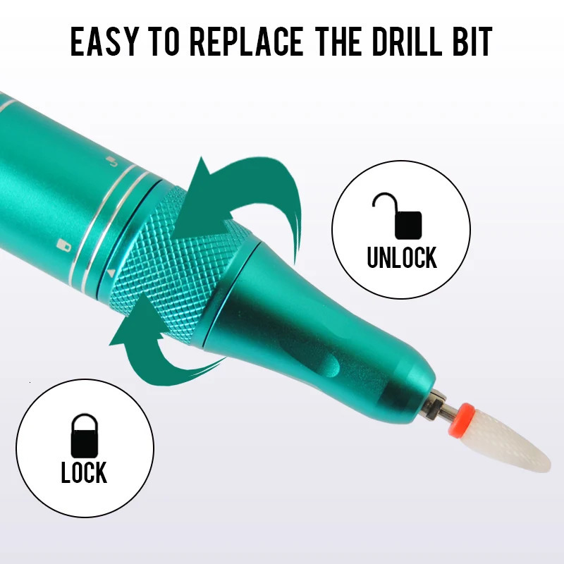 35000RPM Rechargeable Nail Drill Machine Portable Manicure Drill Nail Cuticle E-File Nail Polisher Cordless Nail Drill Machine 241115