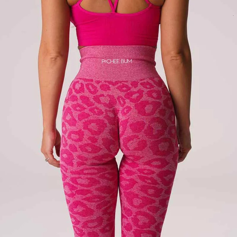 Pchee Bum camouflage seamless exercise leg and hip lifting yoga pants womens stretching fitness set sportswear gym Fuchsia nylon 241115
