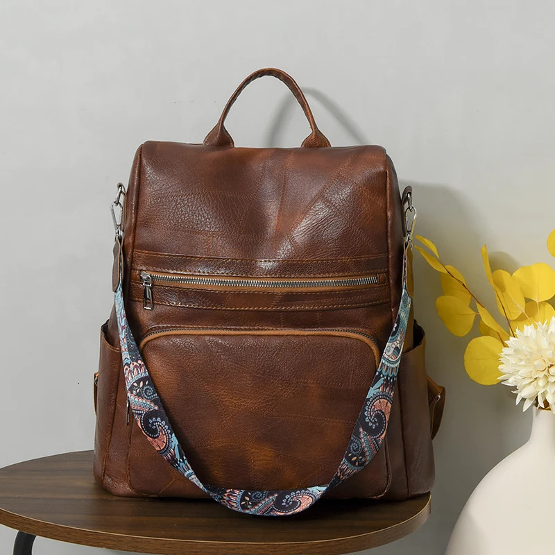 3in1 Women Backpacks Vintage Female Shoulder Bags Soft Leather Back Pack Ladies Travel BagPack Bag For Girls Mochila 241115