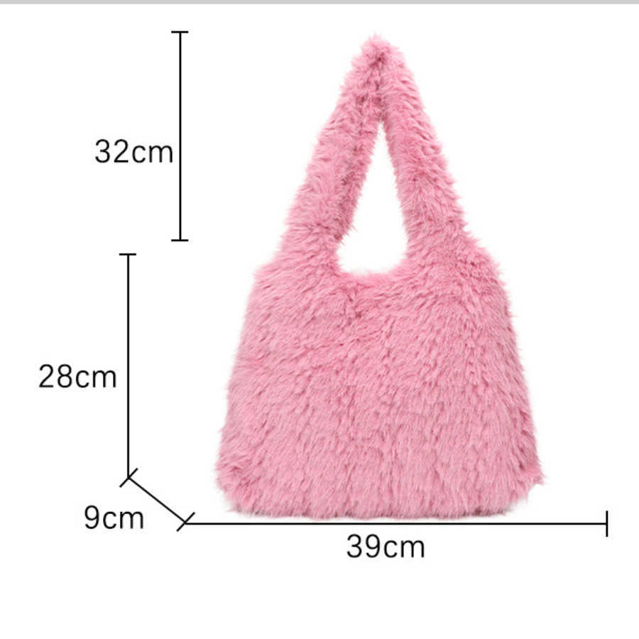 Korean Version Plush Shoulder Bag Autumn Winter Large Capacity Shopping Bags Texture Handbag Casual Tote Bag Versatile Commuting Fringe Bag 241104