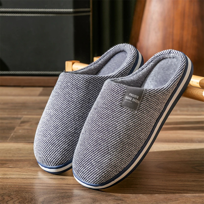 2024 Trend Men Slippers Winter Warm Cotton Slippers Male Flats Soft Nonslip Slides Household Indoor Slippers Large Size 4051 241115