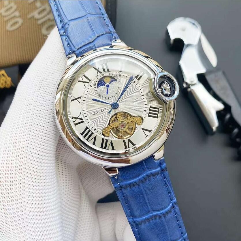 Designer Wristwatches Men Women Watch Automatic Mechanical Movement Wristwatch Blue Balloon Business Watches Relogio leather Bracelet Montre De Luxe Au750 1022
