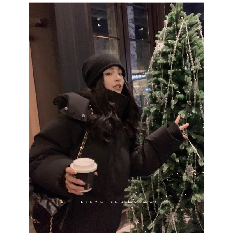 Solid Color Down Jacket Women Hooded Coat Keep Warm Fashion American Streetwear Duck Feather Female Winter Short Outwear 241115