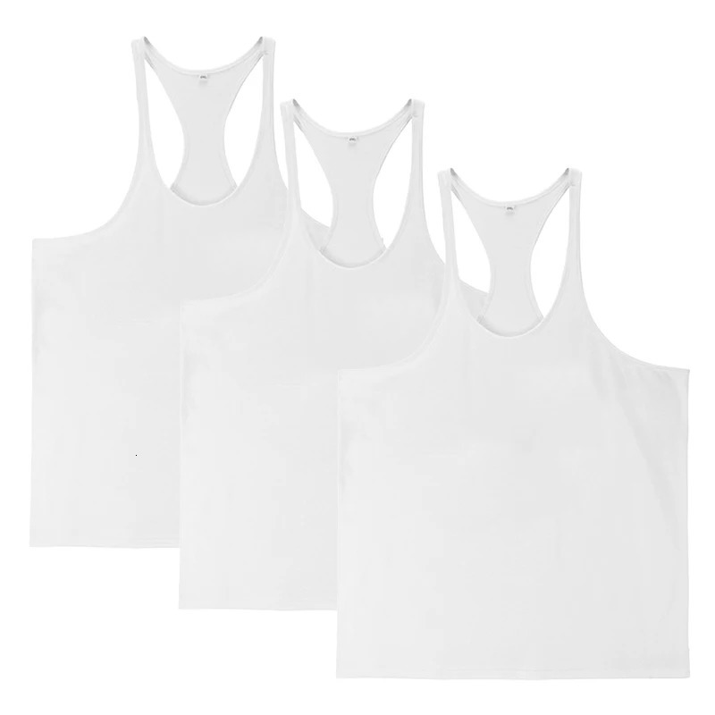 3pcs 100% Cotton Mens Tank Tops GYM O-neck Clothing Affordable Sleeveless Shirt for Bodybuilding Comfortable Y Back Fitness 240402
