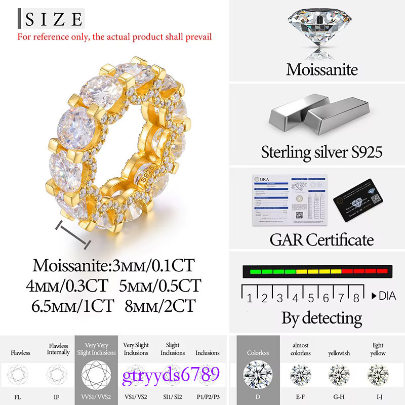 Dropshipping Fine Engagement Jewelry Set Gold Plated Sterg Sier VVS Moissanite Dia Wedding Ring For Men Women