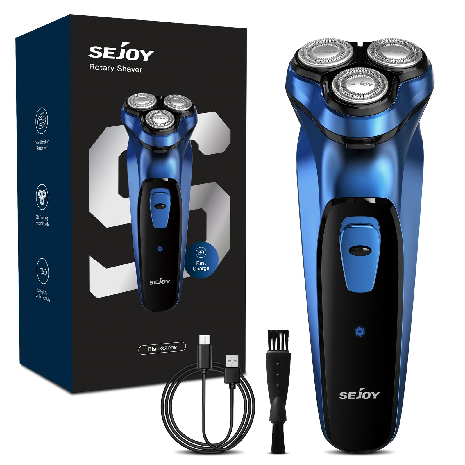 Sejoy 5W Electric Rotary Shavers for men 2 in 1 Razor Rechargeable Hair Trimmer 3D Floating Blade Washable Shaving Beard Machine 241115