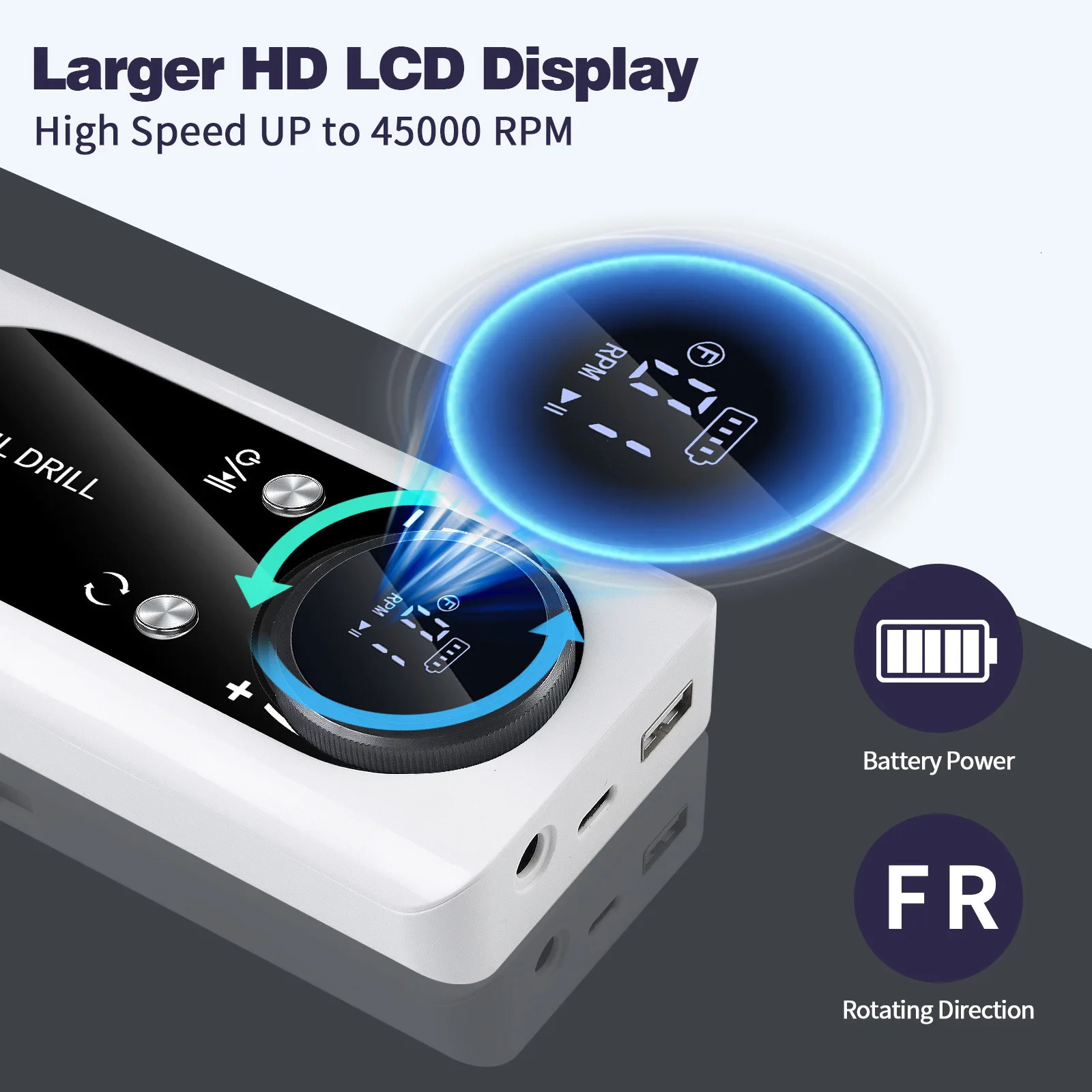 45000RPM Electric Nail Drill Machine With LCD Display Rechargeable Nail File Nails Accessories Gel Nail Polish Sander Low Noise 241115