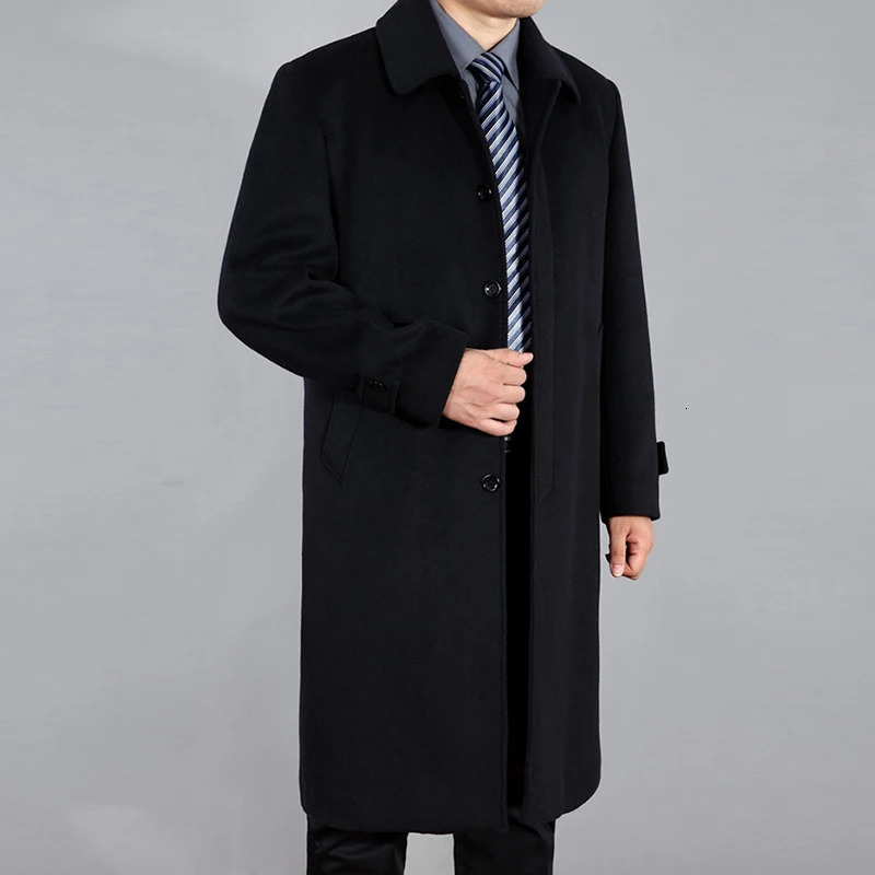 2023 Men Wool Long Coat Autumn Cashmere Pea Overcoat Winter Blend Outerwear Man Coats 241115