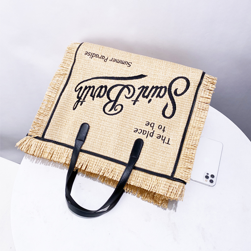 Straw Hand Woven Women's Handbag Designer Handbag New Casual Tassel Decoration Large Capacity Handbag