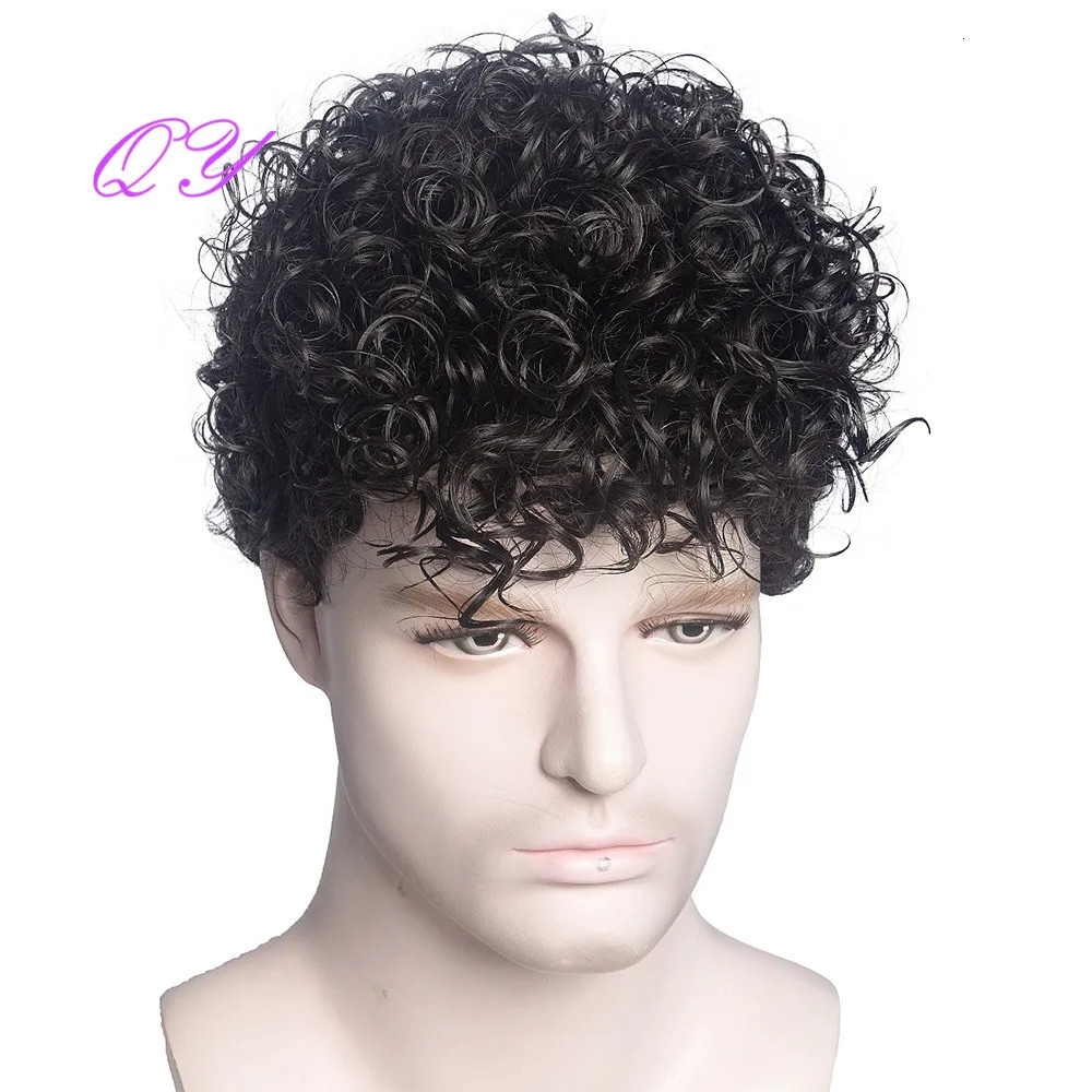 Synthetic Man Wigs Black Short Curly For Men Wigs With High Temperature Fiber Daily Wear Curl Fashion Hairstyle Male Wig 241115