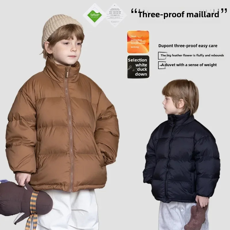 White Duck Down Parkas Winter Waterproof Oilproof Dirtproof Warm Down Jacket for Boys Girls Thick Warm Teen School Kids Coat 241115
