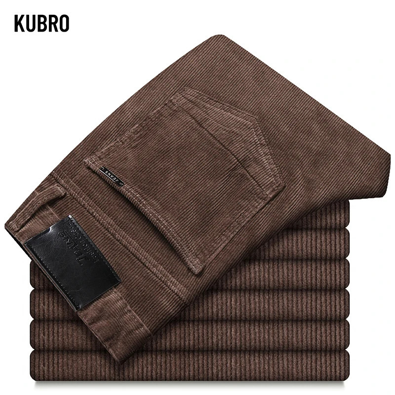 5Color Mens Thick Corduroy Casual Pants Winter Business Fashion Stretch Regular Suitable for Trouser Clothing 241115