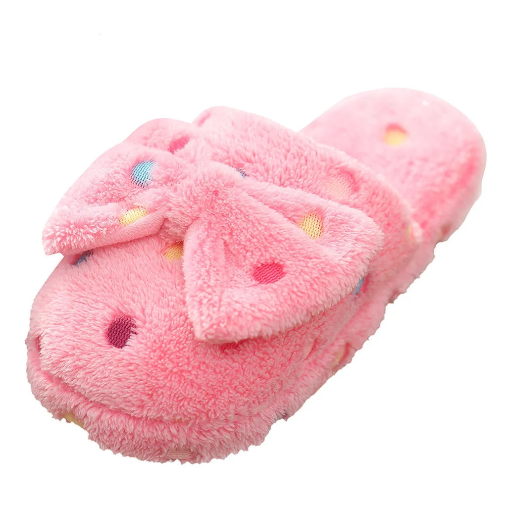 Womens Warm Home Slippers Cute Autumn Winter Bow Warmth Thick Plush NonSlip Leisure Shoes Soft Bedroom Floor Flat Slides 241115