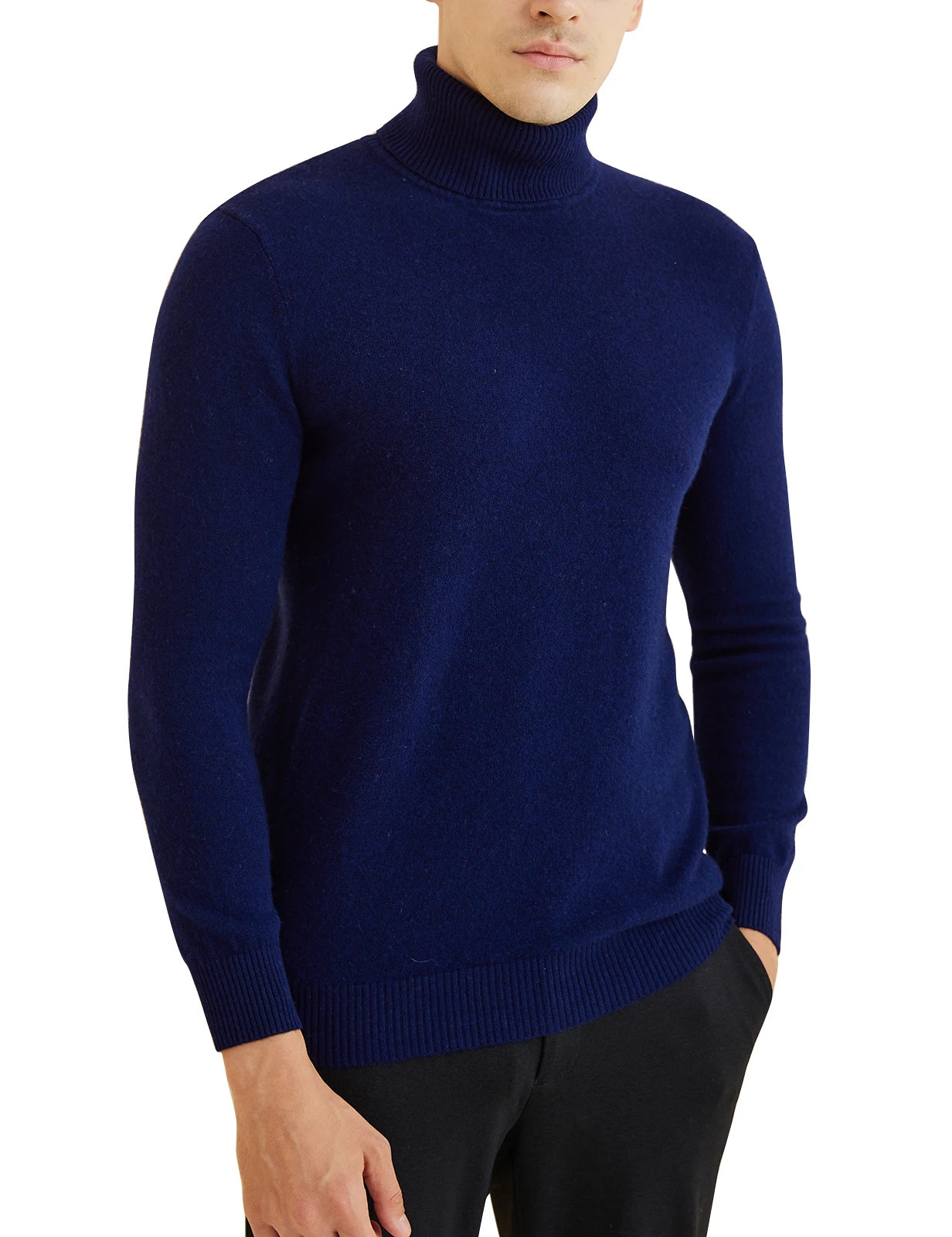 Mens Knitted Sweater 100% Merino Wool Turtle Neck Sweater Autumn/Winter Warm Long Sleeve Lanhua Mens Clothing 241112