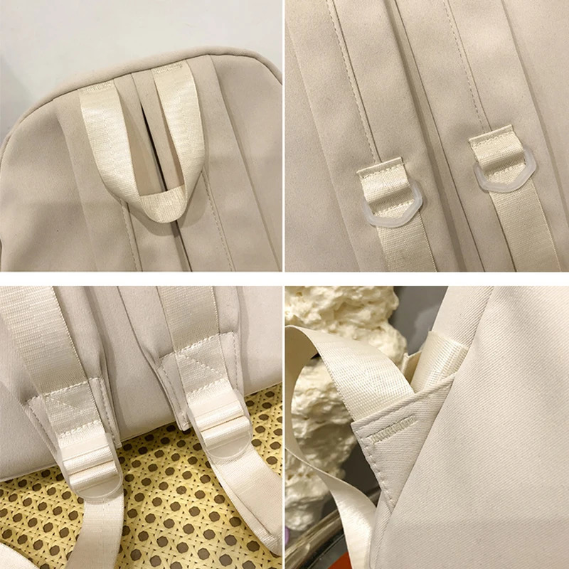 Preppy School Bag Student Backpack Nylon Cute Girl Backpack Badge Pendant Travel Bag 241115