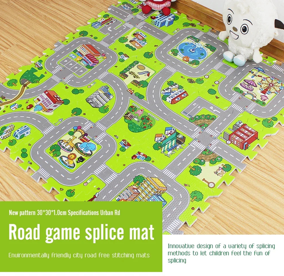 Baby Play Mat 9pcslot Kids Carpet Playmat Children Rug Soft Floor Toys Road Traffic Home Decor EVA Foam Puzzles 240411
