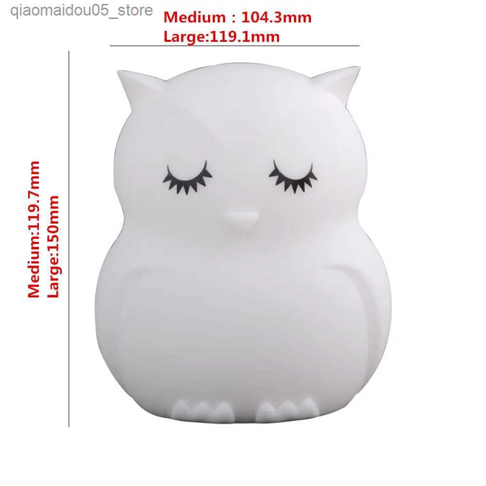 Lamps Shades Touch sensor RGB LED owl night lamp table lamp battery powered bedroom silicone bird night lamp childrens gift Q240416
