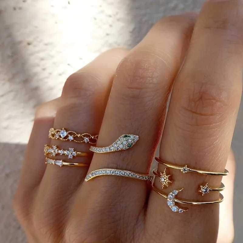 New Bohemian Gold Ring Set Used for Vintage Geely Cross Pearl Finger Rings Fem Fashion Jewelry Gifts X250220
