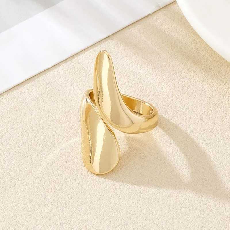 3 pieces/set of retro gold water droplet rings for womens fashion creativity metal smooth geometry adjustable open ring jewelry W250111