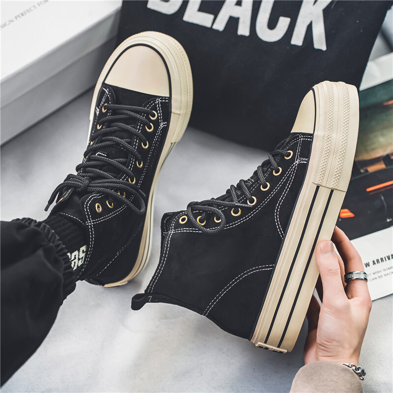 High Top Men's Vulcanized Platform Casual Outdoor Leather Board Male Walking Shoes Atillas Hombre