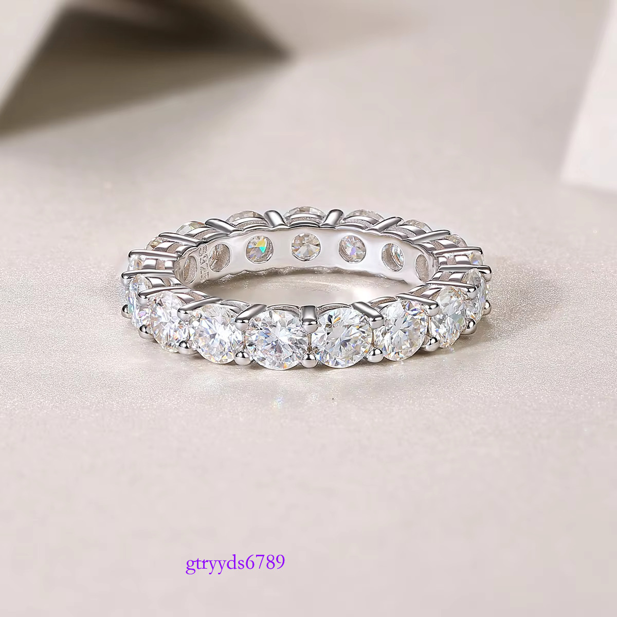 Wholesale Gold Plated Sterg Sier Tennis Ring Princess Emerald Ice Eternity White VVS Mossanite Moissanite Hip Hop Style