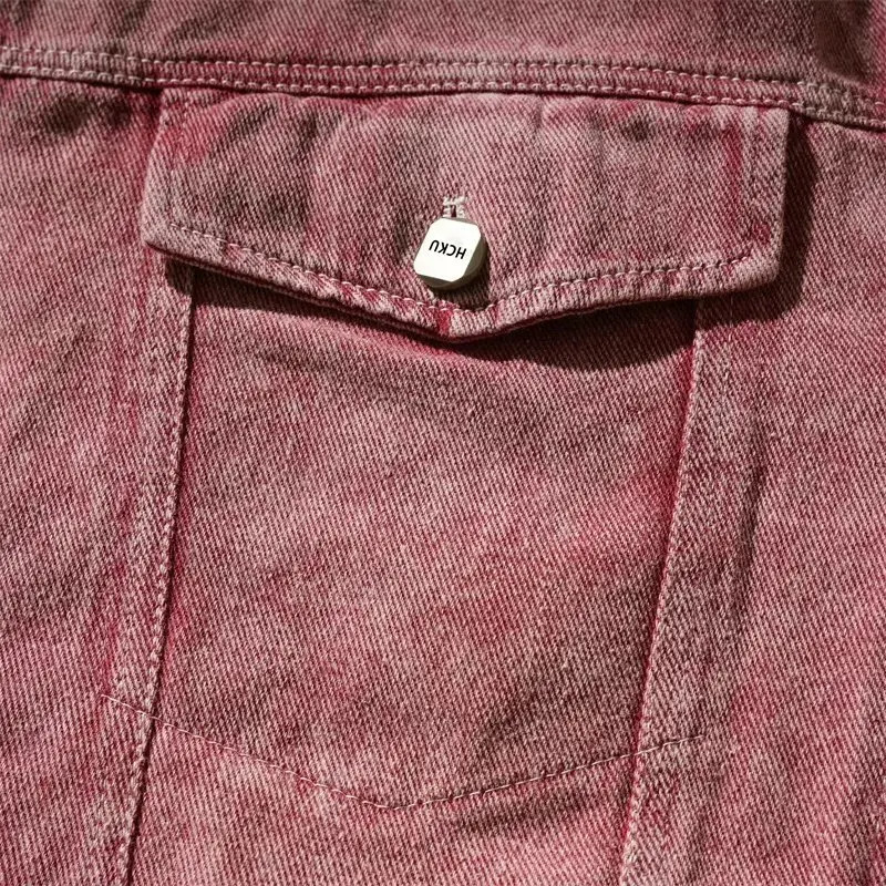 Pink denim jacket mens patchwork embroidered loose Harajuku couple jacket autumn Y2k street hip-hop denim jacket spring 241115