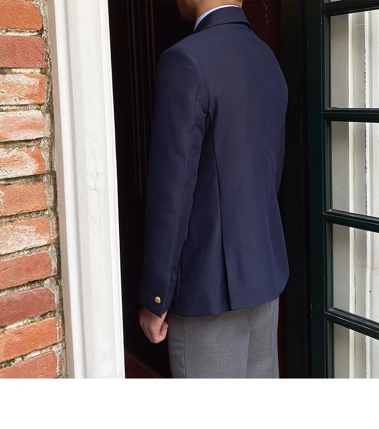 Only Jacket 1 PCS British Daily Men Blazer Slim Suit Homme Solid Masculino Fashion Double Breasted Casual Trendy 241115