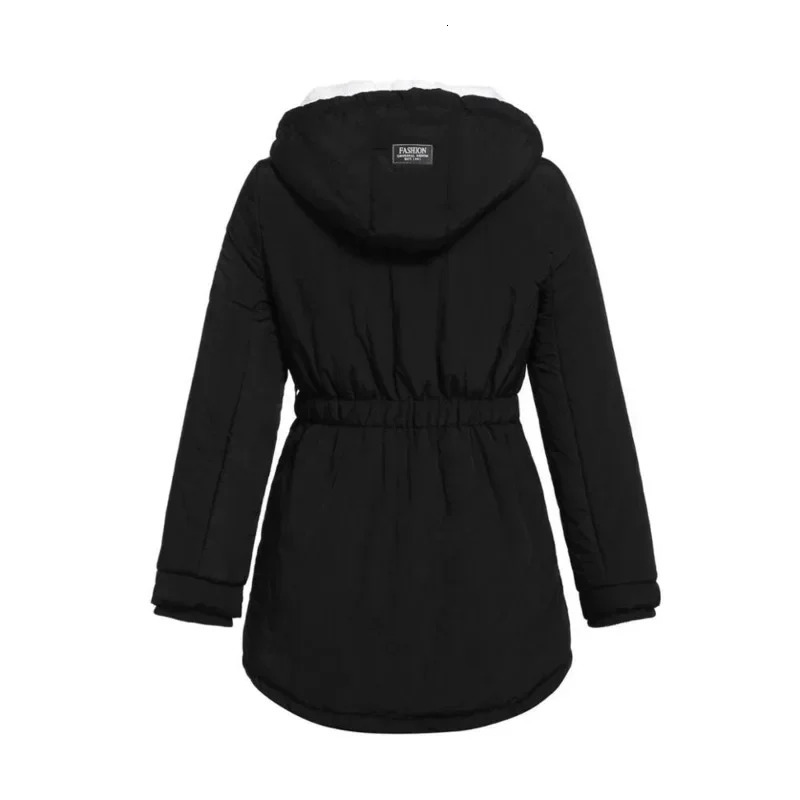 Customizable UZZDSS Midlength plain parka Winter Women Warm Parkas Hooded Thick Plush Coats 241115