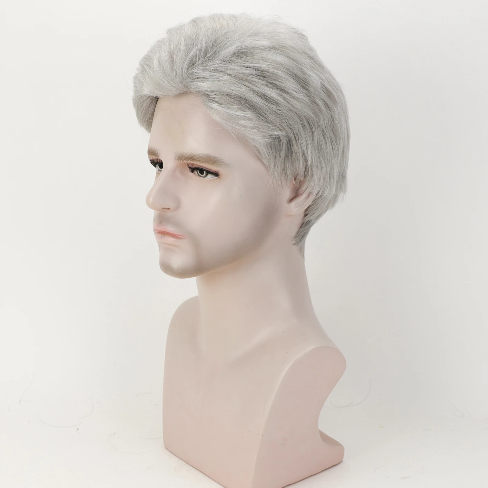 Grandpa Hair Handsome Mens Fashion Short Wig Husband Gift Short Grey Wigs Heat Resistant Synthetic Wigs for Daddy 241115