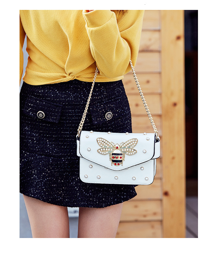 Women's Clothing Brand Leather Splicing Little Bee Fashion Designer Handbag Crossbody Bag